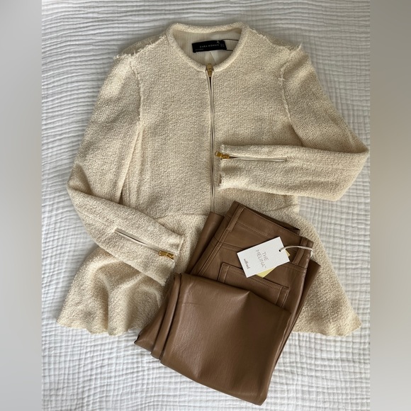 Zara Blazer, beautiful peplum, lined, gold zipper detail - bundle opportunity! - Picture 5 of 8